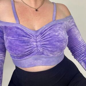 Elegant Lavender Off-Shoulder Crop Top